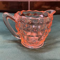 Vintage pink depression glass Creamer in cubist pattern