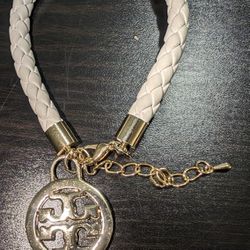 Tory Burch White Rope Bracelet With Logo