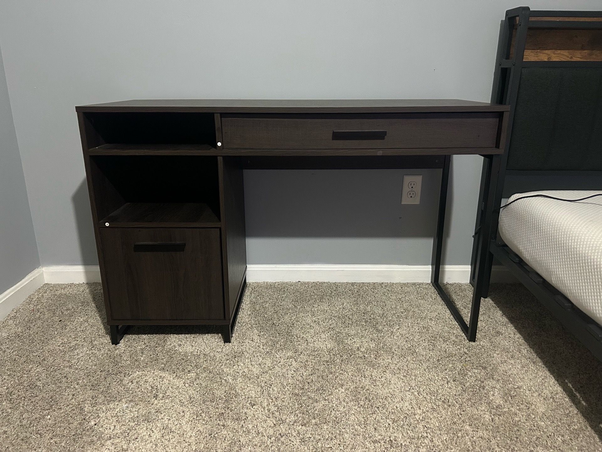 Brown computer desk