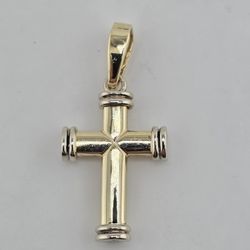 14k gold two tone cross pendant 