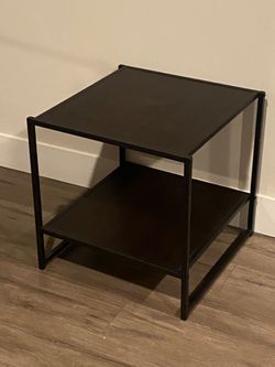 Minimalist Style Side/ Night stand Table With  Black Metal Frame and Rich Espresso Shelves