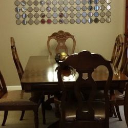 Antique Cherry Dining Room Table With 6 Chairs