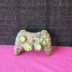 Playstation 3 PS3 PowerA Wireless Green Camouflage Controller - NO USB DONGLE