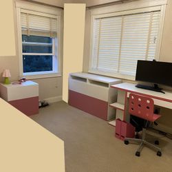 Ikea Pink & White Drawer Units and Matching Chair