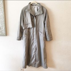 Vintage 80s Silver Gray Womens Trench Coat Windbreaker Parka 6