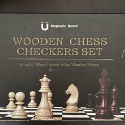 Wooden Chess Set (+ Checkers) Excellent Condition 