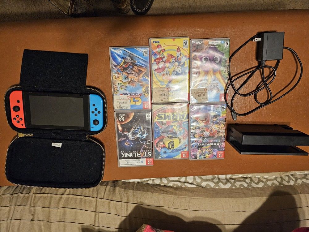Nintendo Switch And 6 Games
