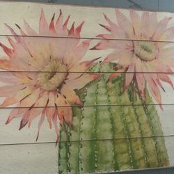 Cactus Painting On Wood