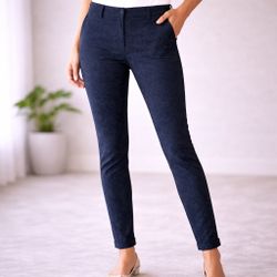 Navy Jacquard Slim Pants – oodji Ultra – Size 38 (S/M)
