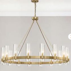 Modern Chandelier 48 in. 16-Light Gold Wagon Wheel Chandelier for Dinning Room, Kitchen Island, Foyer, Bedroom