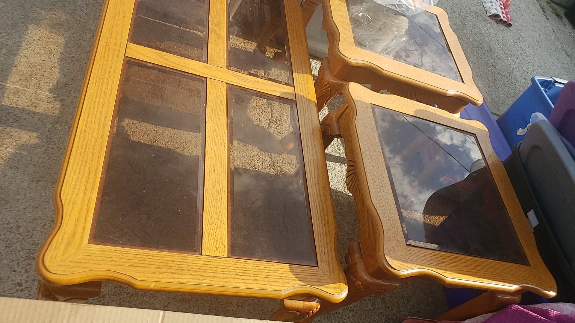 Coffee table real wood and end tables
