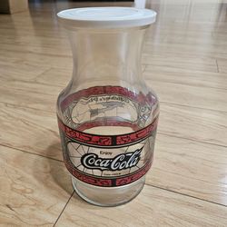 Anchor Hocking Godfather’s Pizza Coca-Cola Coke Pitcher Carafe Vintage 1970s / **Lid is NOT Original to the Container (SEE PICS)**
