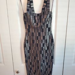 Herve Leger black/silver bodycon/bandage Sheath Dress Size XS Retail $990
