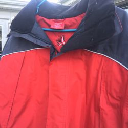 WINTER COATS  (Columbia Like)  HOODED LOTS OF POCKETS.   RED. HAVE 2.  L & XL