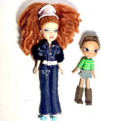 2 Piece Lot Bratz Dolls 10” & 7” In Good Used Condition