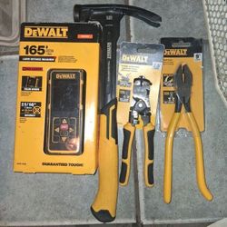 Dewalt Lots 165' Laser- 12oz Hammer- 9" Rebar Pliers-7" Diagonal Cutting Pliers  / All For 