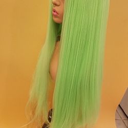 Lace Front Wig Green Straight BRAND NEW