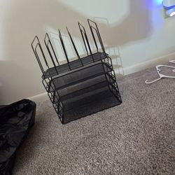 Black Mesh Desk Organizer and File Sorter
