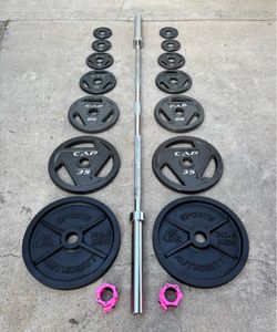 Olympic Weights, 7-ft Olympic Bar, Locking Collars