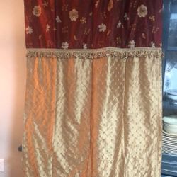 Curtains 100% Silk 4 - 96” Panels With 8 Valances 