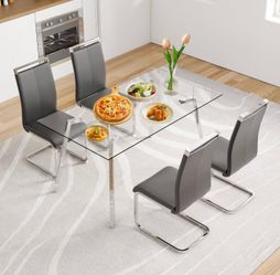 Glass Dining Table Set with 4 Chairs – Great Condition like new