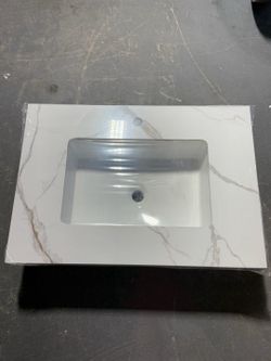 31 in.W x 22 in. D Engineered Stone Composite White Rectangular Single Sink Vanity Top in （White）  💰150$