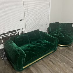 Velvet Green Couches 