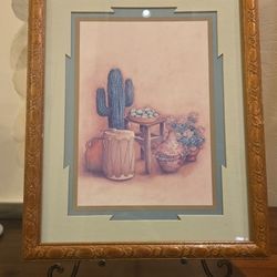 Pair of Vintage Gail Brown 1989 Southwestern Still Life Prints – 15"x12" & 15"x12" Framed
