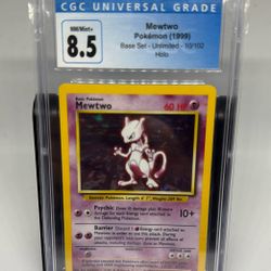 Base Set Unlimited Mewtwo Holo CGC 8.5