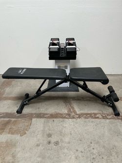 Dumbbell Adjustable Weights Powerblock 10-85lb with Stand and Weight Bench Press