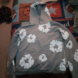Grey Denim Tear Hoodie