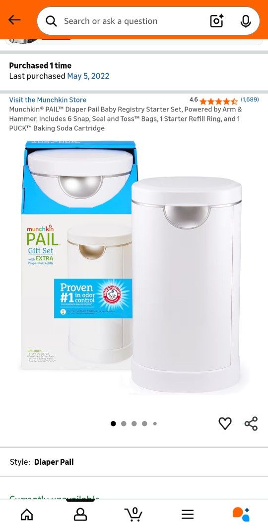 Diaper Pail (Cleaned And Sanitized) 