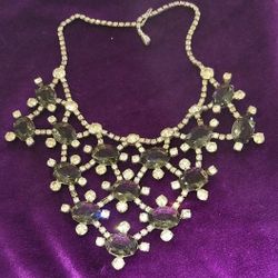 Vintage Rhinestone Bib Necklace 