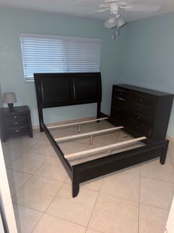 Black Bedroom Set - Bed, Dresser, Nightstand