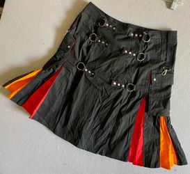 Rainbow Pride Hybrid Utility Kilt Black Cotton Cargo Strap Gothic Festival 34/35