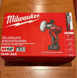 Milwaukee Tool 2438-22X M12 Variable Speed Polisher/Sander Kit NEW SEALED