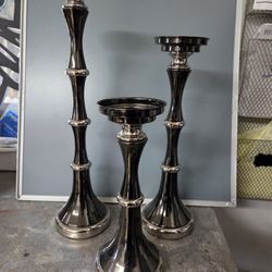 Metallic Candlestick Holders (3-set)