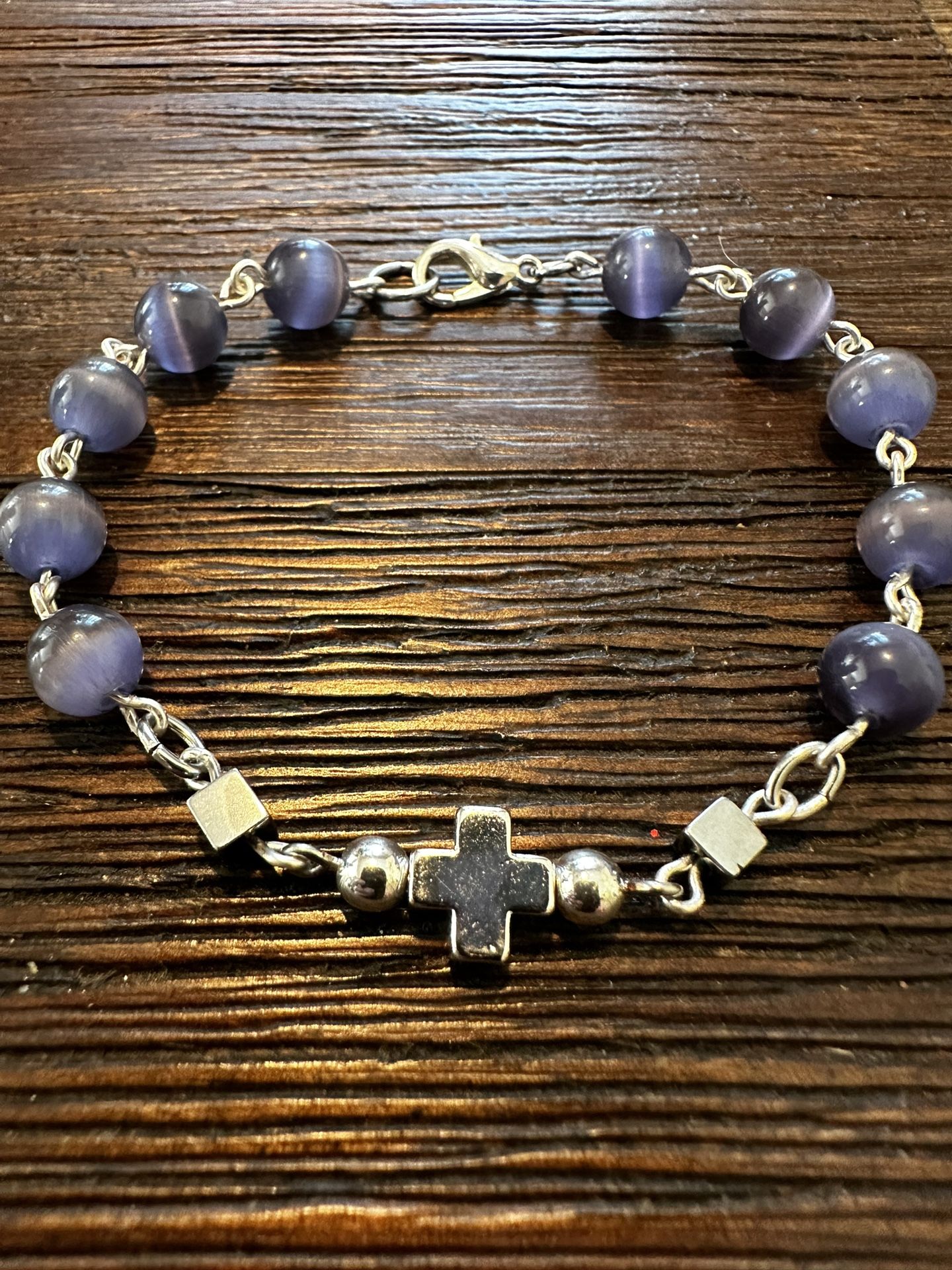 Handmade Moonstones Cat Eye and Silver Hematite Beaded Bracelet