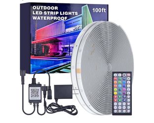 MIHEAL 100FT Outdoor LED Strip Light IP67 Waterproof,Outside RGB Lights with App/Remote Control,