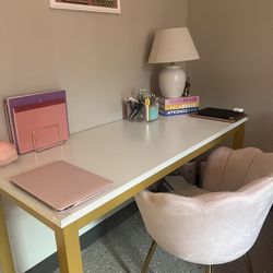 Gold Desk W/ Pink Chair