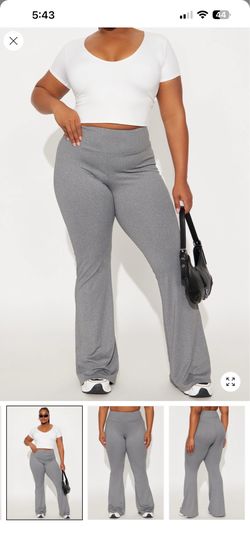 Grey Ribbed Flare Pants