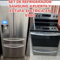 SET DE REFRIGERADOR SAMSUNG 4 PURTA Y ESTUFA ELETRICA EN MUY BUENAS CON DICIONES 