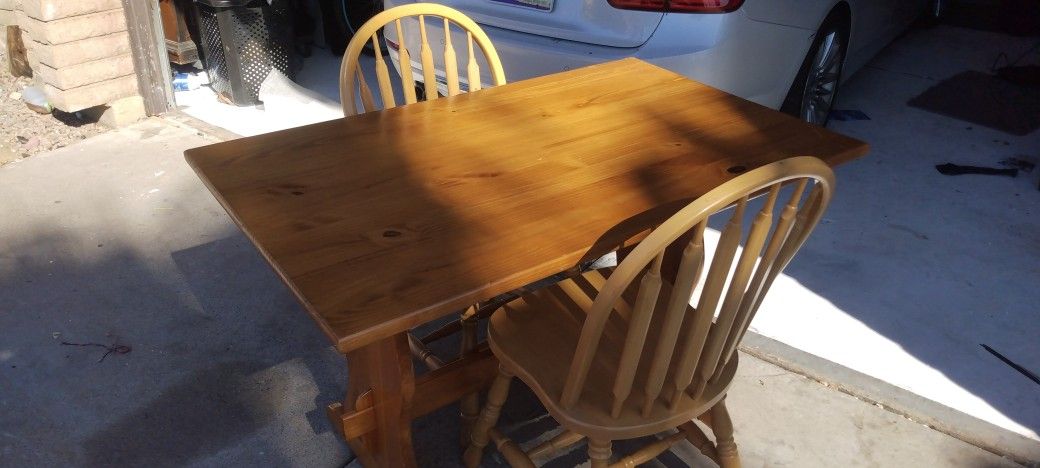 Solid WoodDining Room Table With Two Chairs