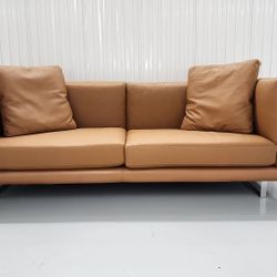 Modloft Fulton (not a Futon) Cognac Leather Couch | *FREE DELIVERY* | Lounge Now Settle up Later