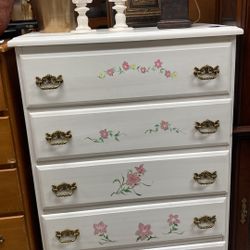 White Hand Painted Chest Of Drawers 