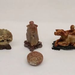 4 Vintage Chinese Carved Stone Sculptures 
