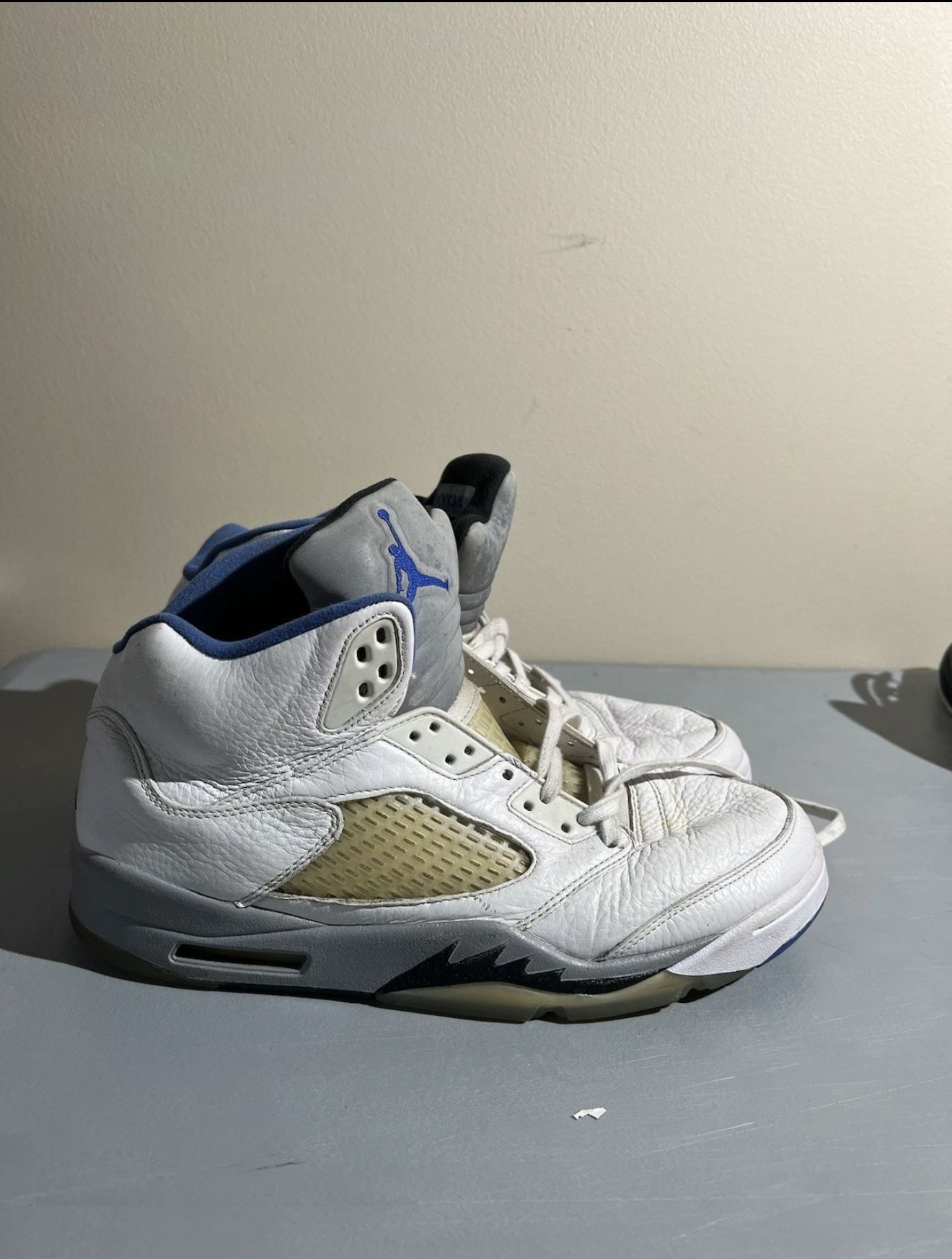 Air Jordan 5 Retro Men's Basketball Shoes White Blue Size 12