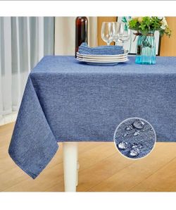 Mebakuk Rectangle Table Cloth Linen Farmhouse Tablecloth Waterproof Anti-Shrink Soft and Wrinkle Resistant Decorative Fabric Table Cover for Kitchen (