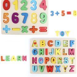 Wooden Alphabet and Number Puzzle Sets