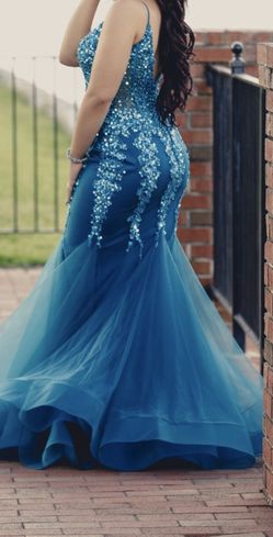 Prom Dress Jovani 67034 Jewel Beaded Tulle V Neck Mermaid Dress for Sale in Tampa FL OfferUp